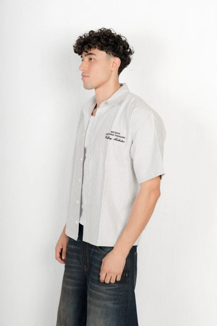 Crisp White & Navy Stripe