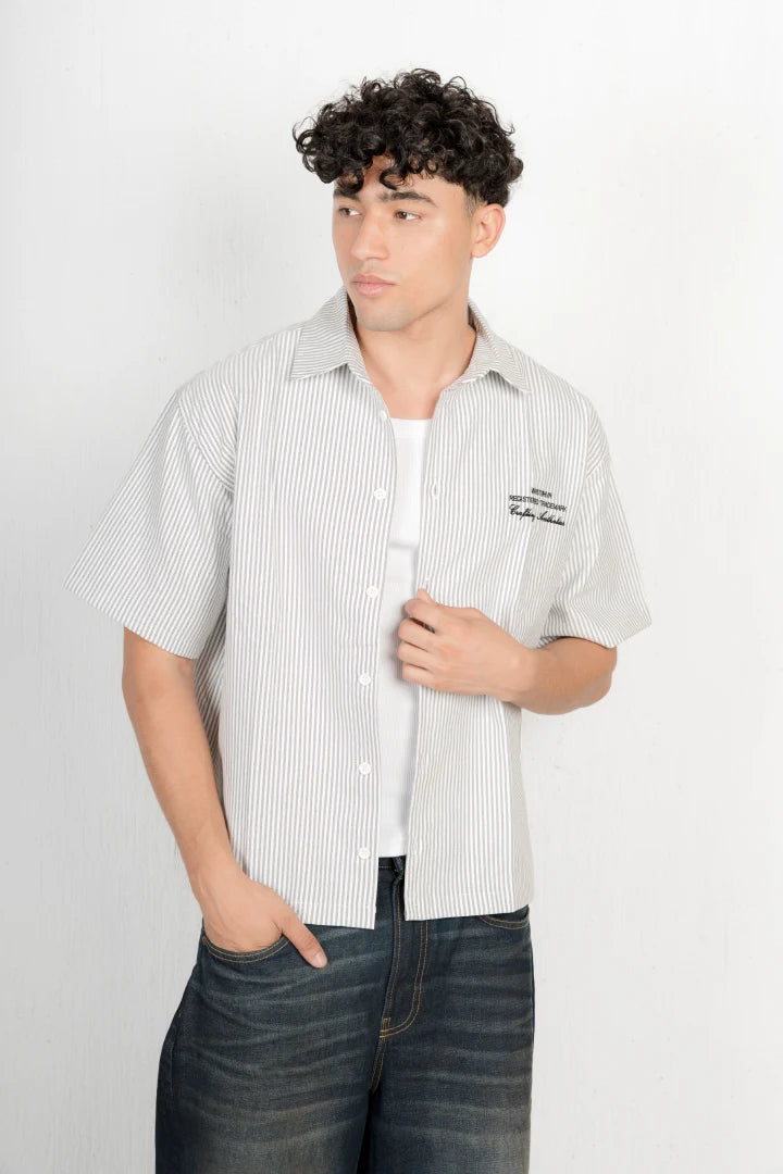 Crisp White & Navy Stripe